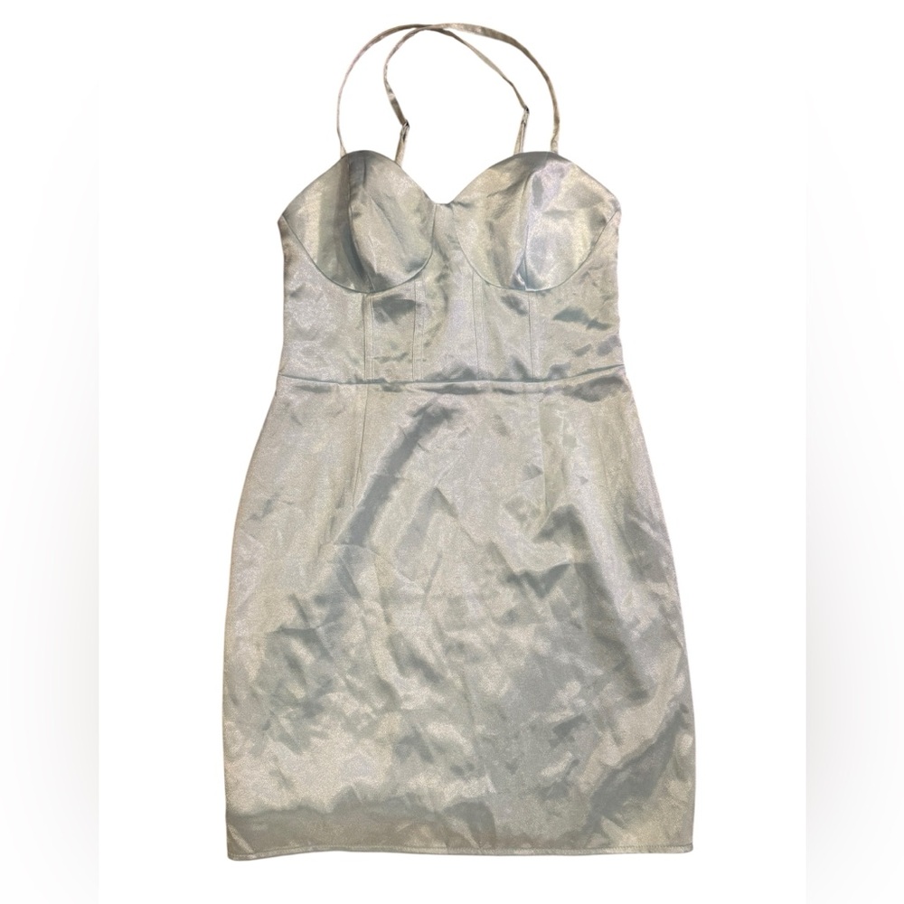 wild fable Silver Satin Mini Dress